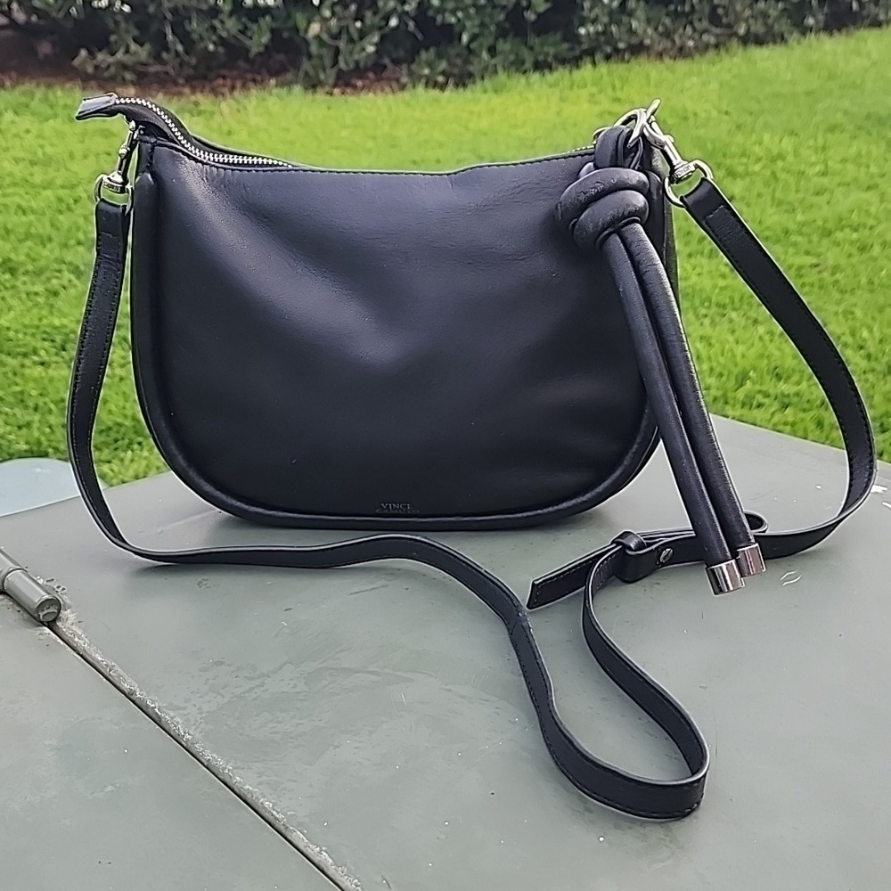 Vincent Camuto The Basha Black Leather Crossbody/ Shoulder Bag